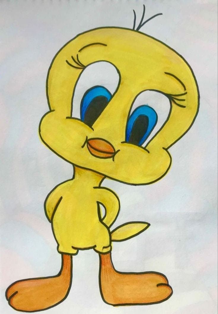 Tweety Bird Drawing Adorable Yellow Cartoon Character