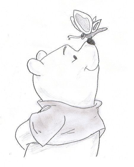 Winnie the Pooh Drawing Cute Bear with Butterfly