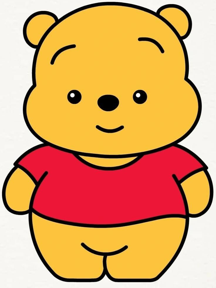 Winnie the Pooh Drawing Cute Bear with Red Shirt