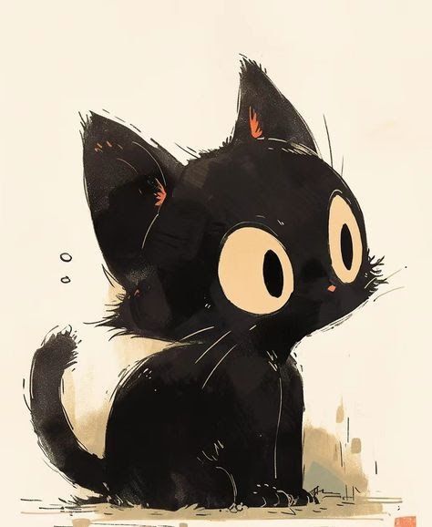 Adorable Black Cat with Big Eyes
