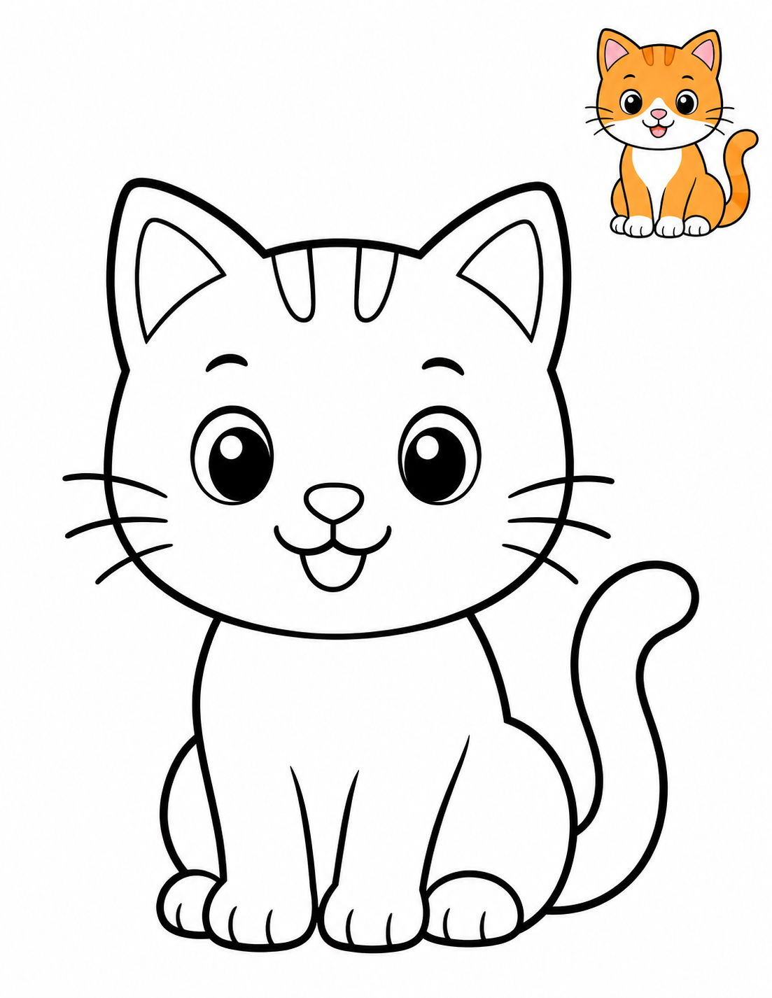 Adorable Cartoon Cat with Big Eyes