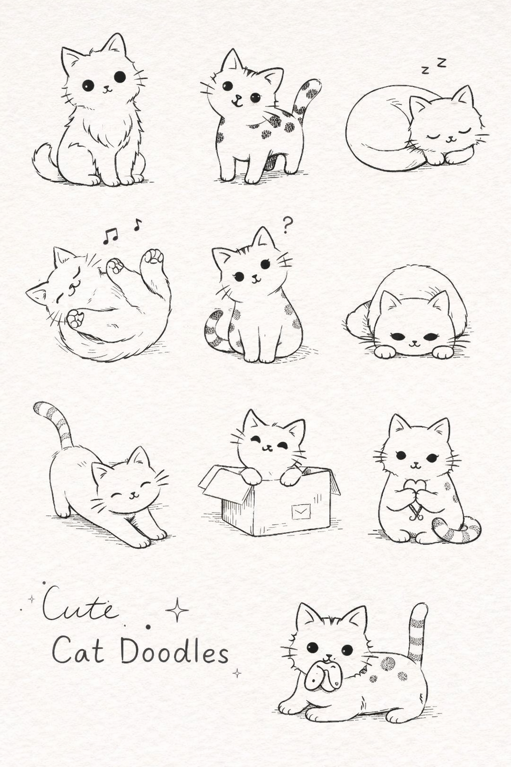 Cat Drawings: Adorable Cat Doodles in Playful Poses