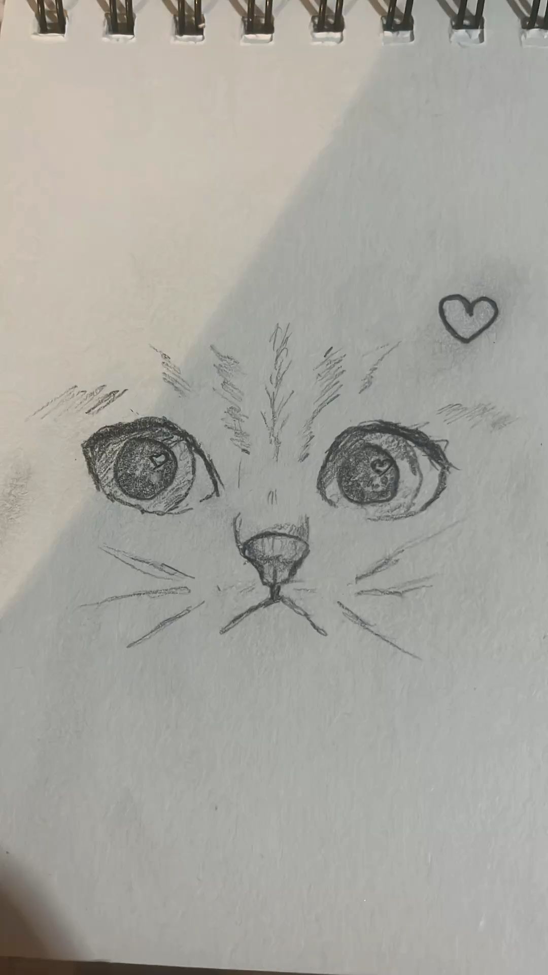 Adorable Cat Face Sketch with Heart