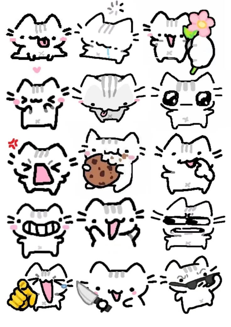 Adorable Kawaii Cats Expressing Emotions