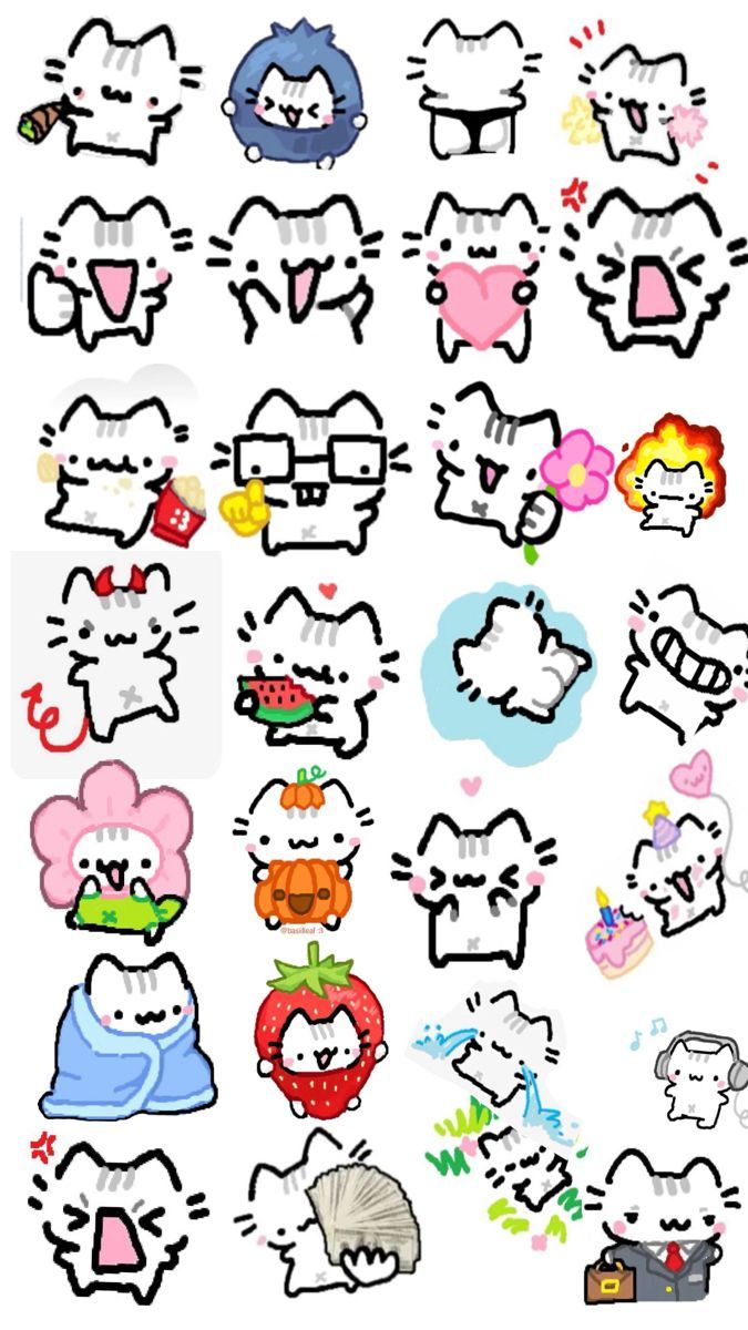 Adorable Kawaii Cats with Fun Expressions
