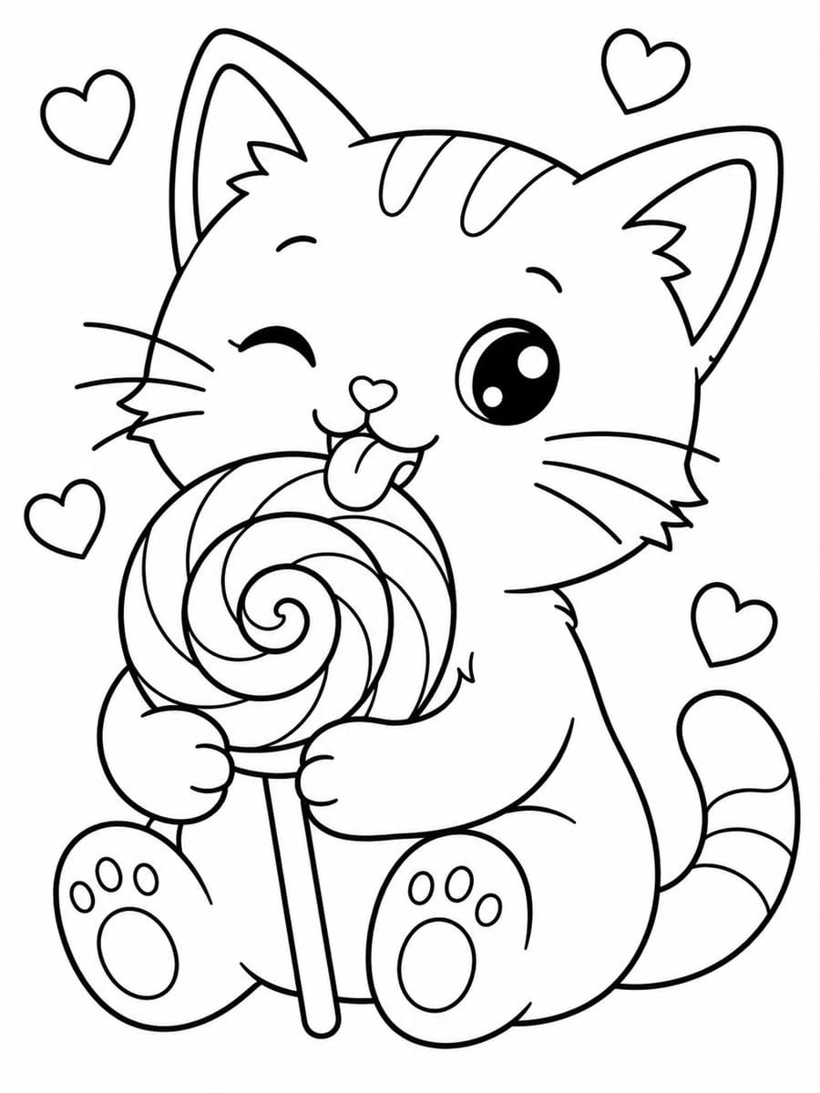 Adorable Kitten Enjoying a Lollipop