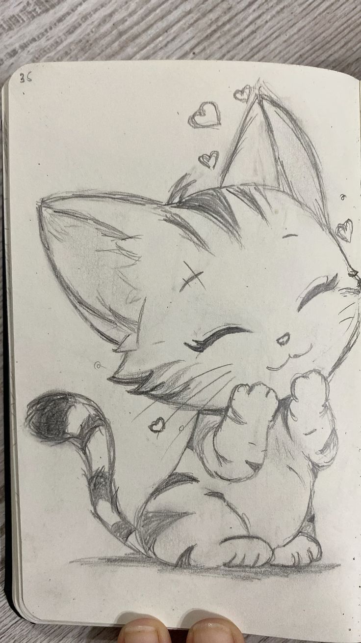 Adorable Kitten with Hearts