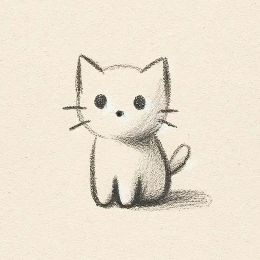 Adorable Minimalist Cat Sketch