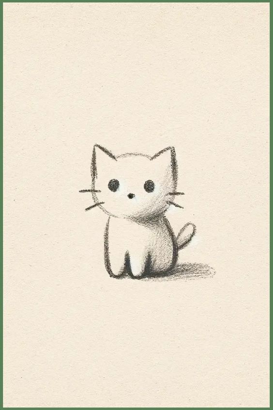 Adorable Minimalist Cat Sketch