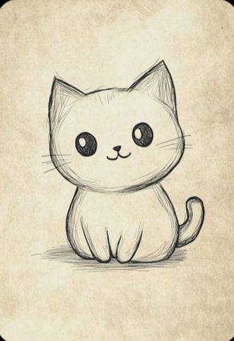 Adorable Sitting Cat with Big Eyes