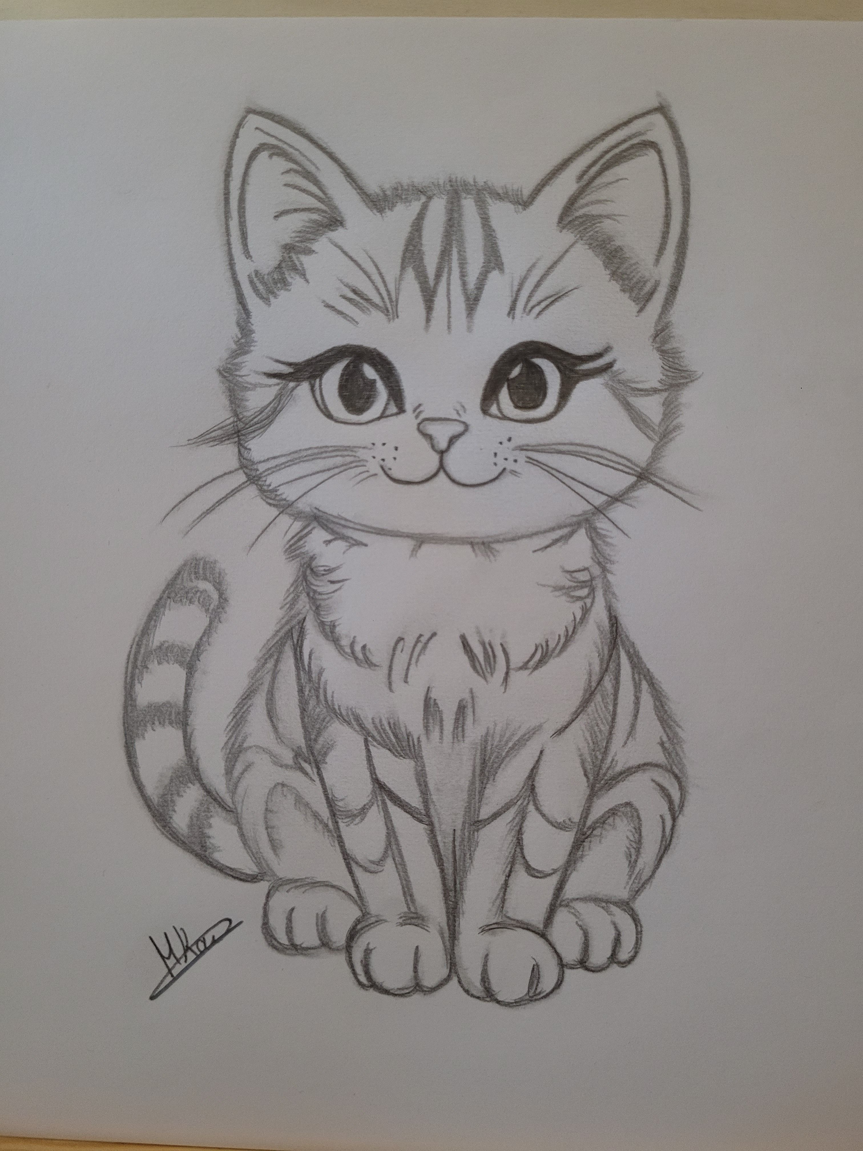 Adorable Sketch of a Playful Kitten