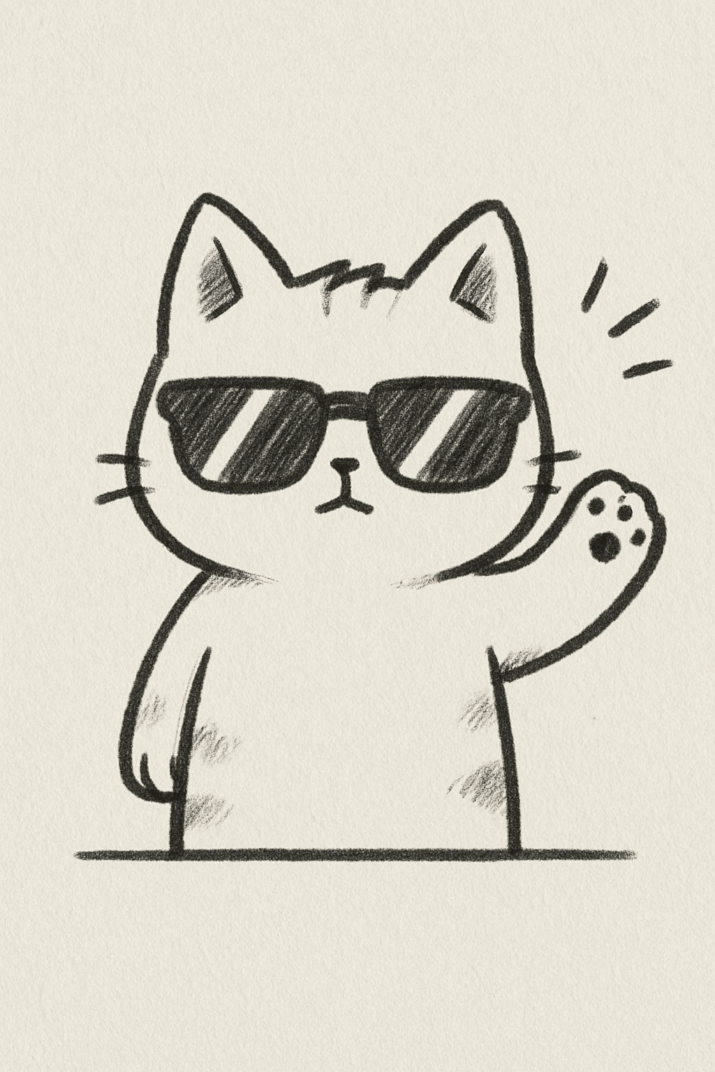 Cool Cat with Sunglasses Giving a Wave