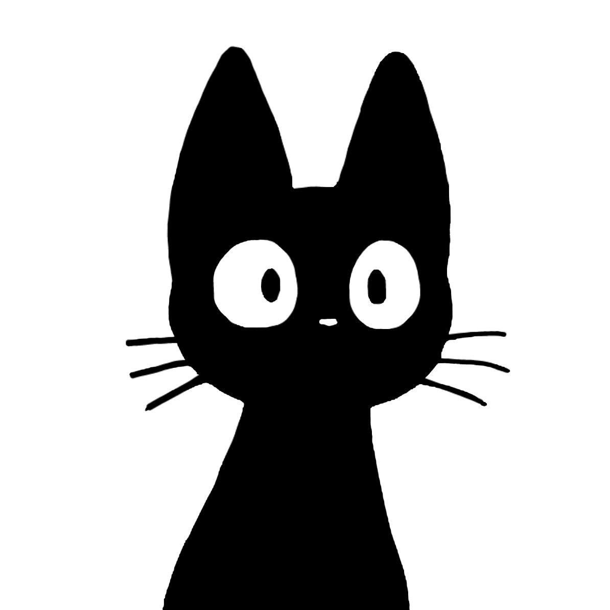 Cute Minimalist Black Cat with Big Eyes