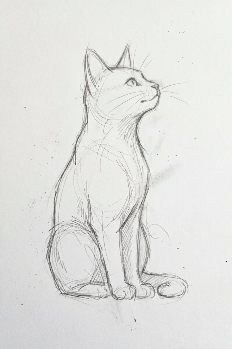 Elegant Cat Sitting in Profile