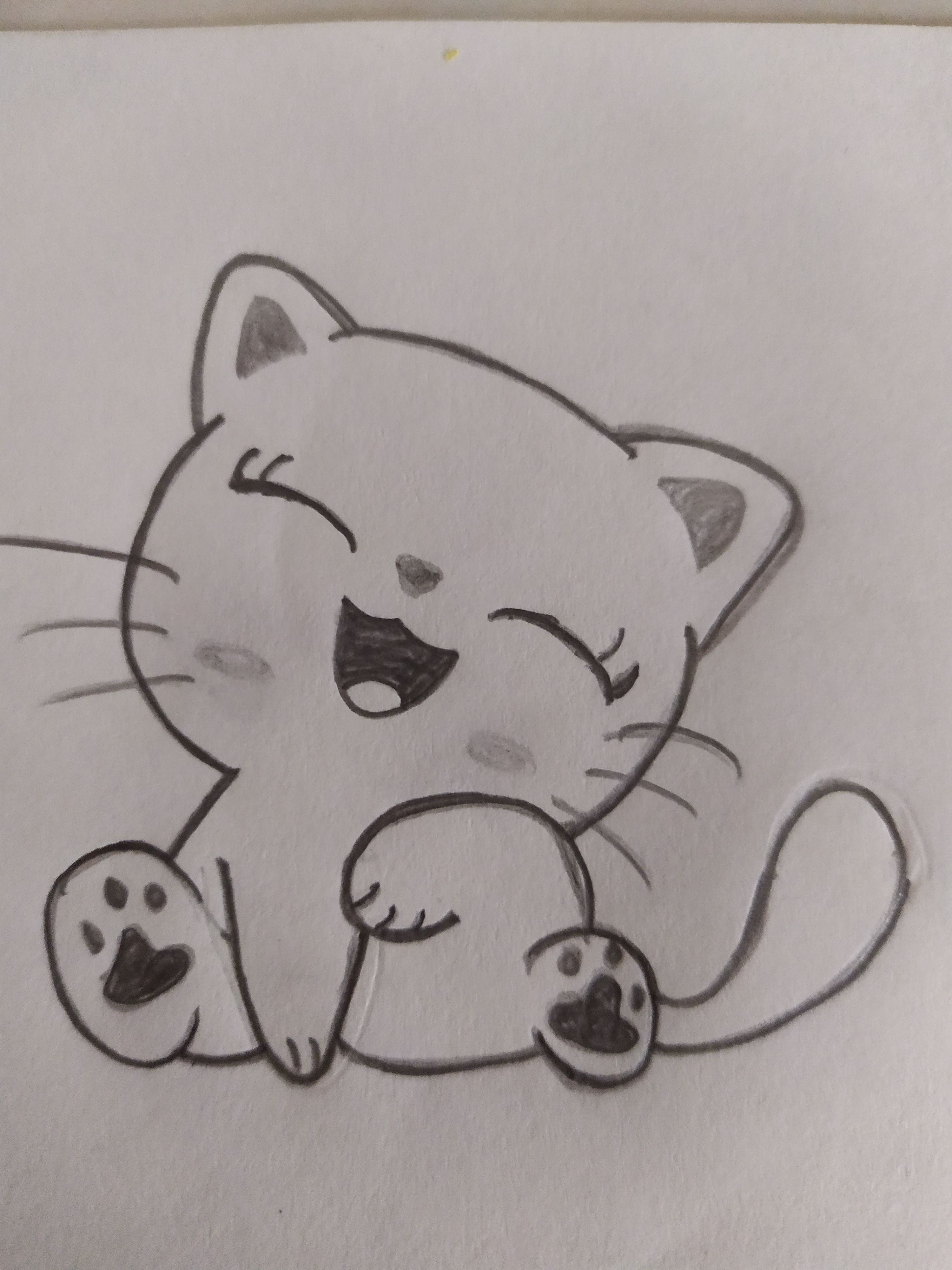 Happy Cartoon Cat with Joyful Expression