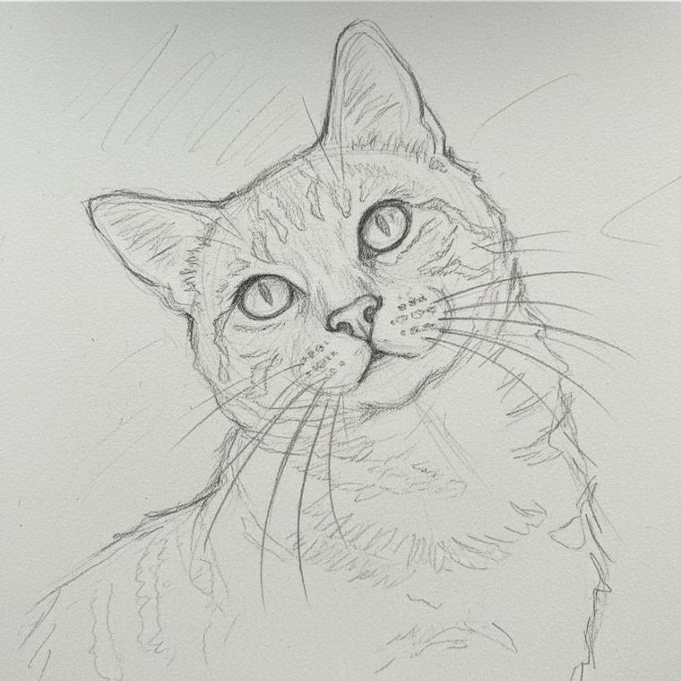 Realistic Cat Portrait with Expressive Eyes