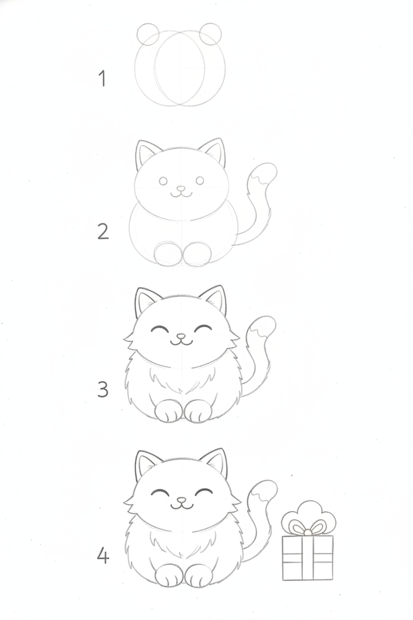 Cat Drawings: Step-by-Step Cute Cat Tutorial