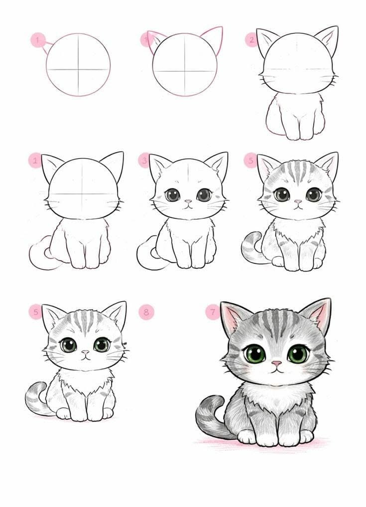 Step-by-Step Guide to Cute Kitten Illustration