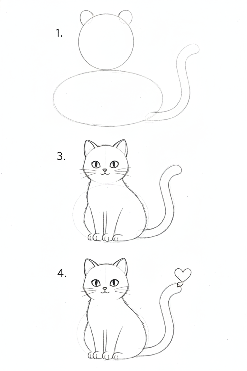 Step-by-Step Guide to Drawing a Cute Cat