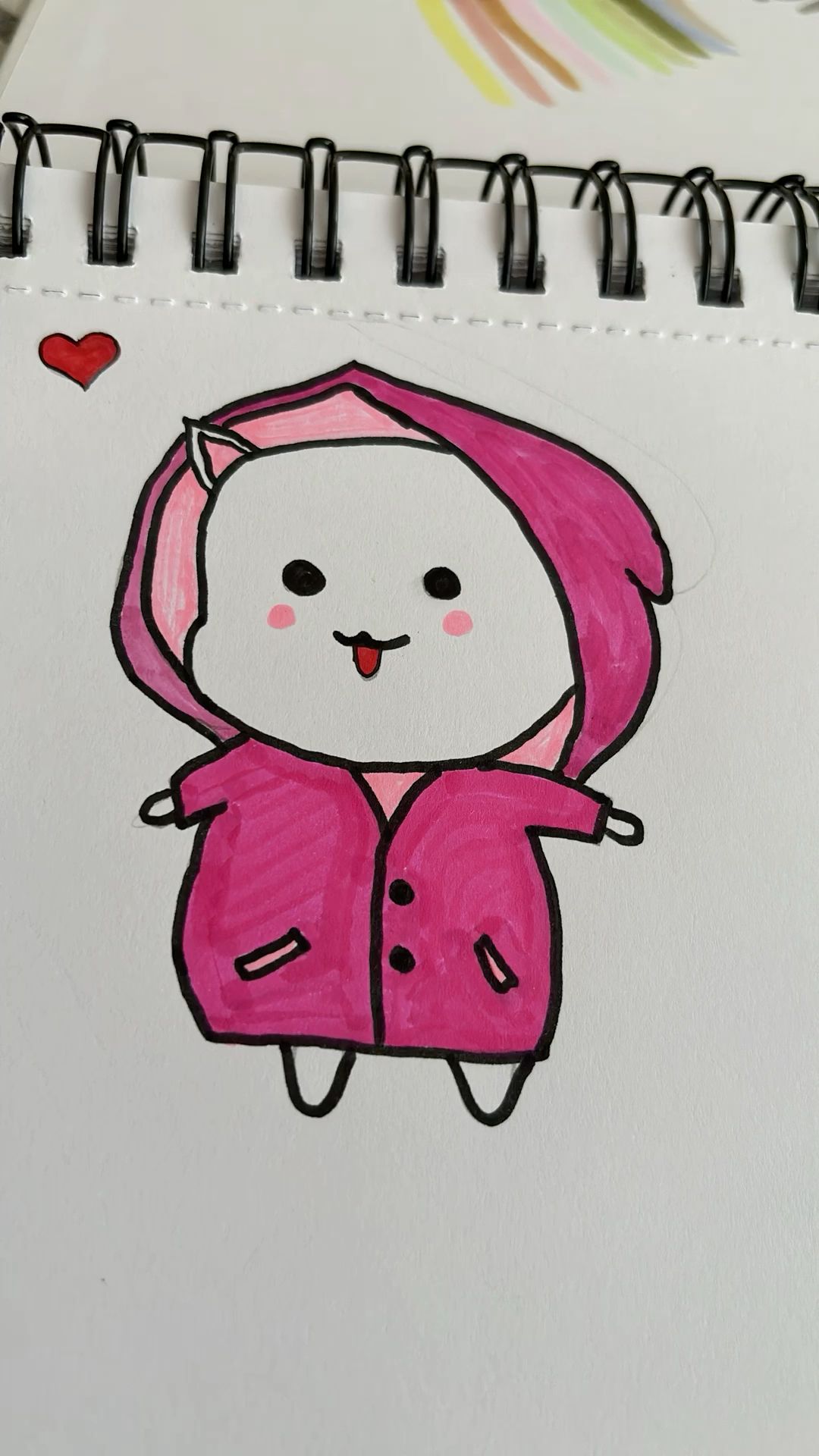 Charming Ghost Cat in Pink Hoodie