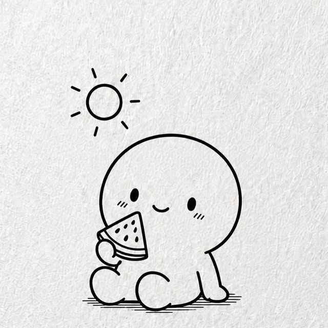 Happy Character Enjoying Watermelon Under the Sun