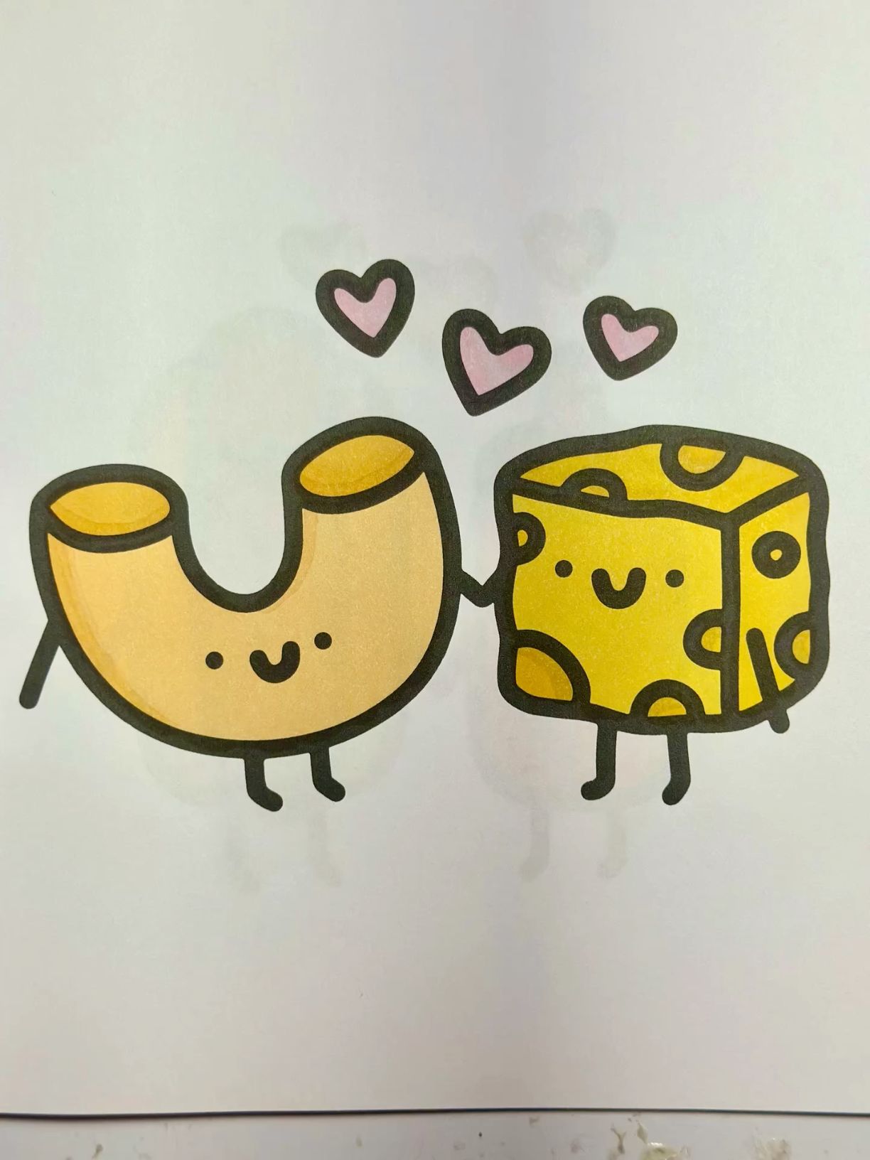 Charming Macaroni and Cheese Characters with Heart Love