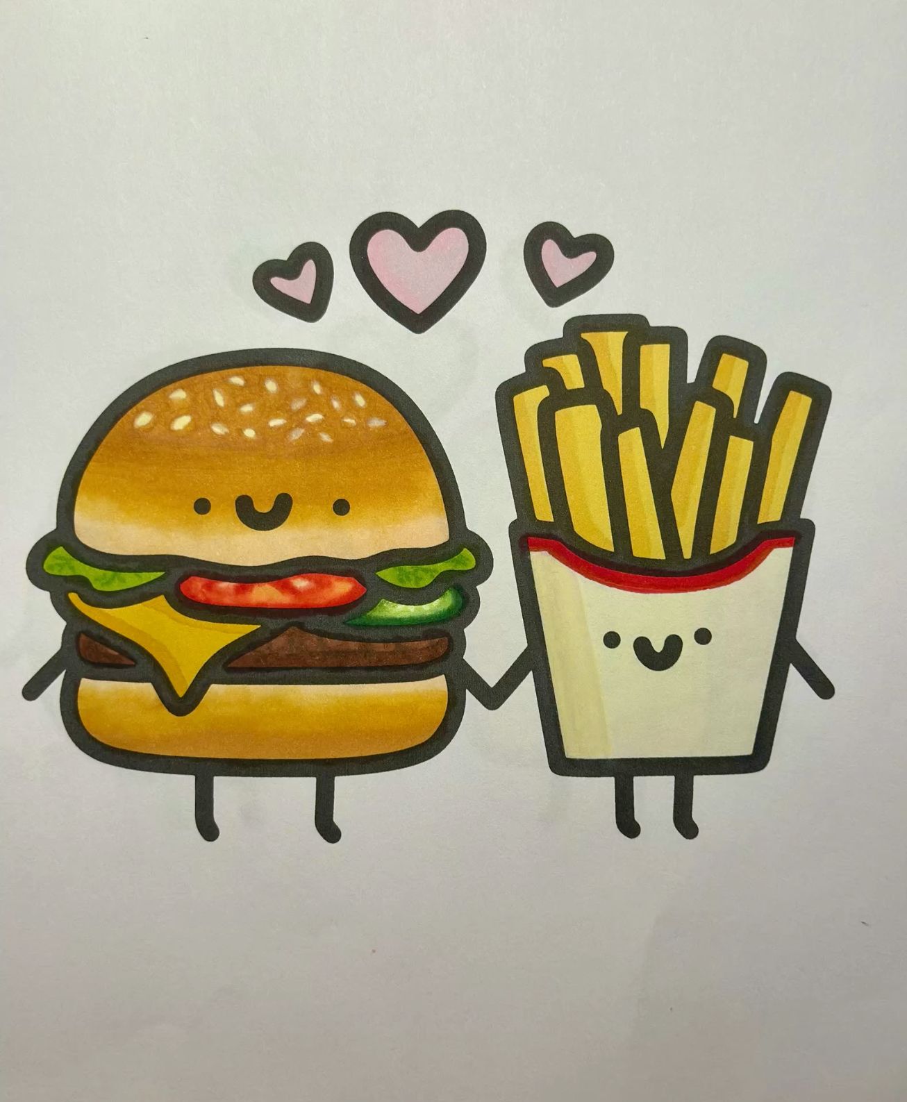 Kawaii Burger and Fries Duo in Love