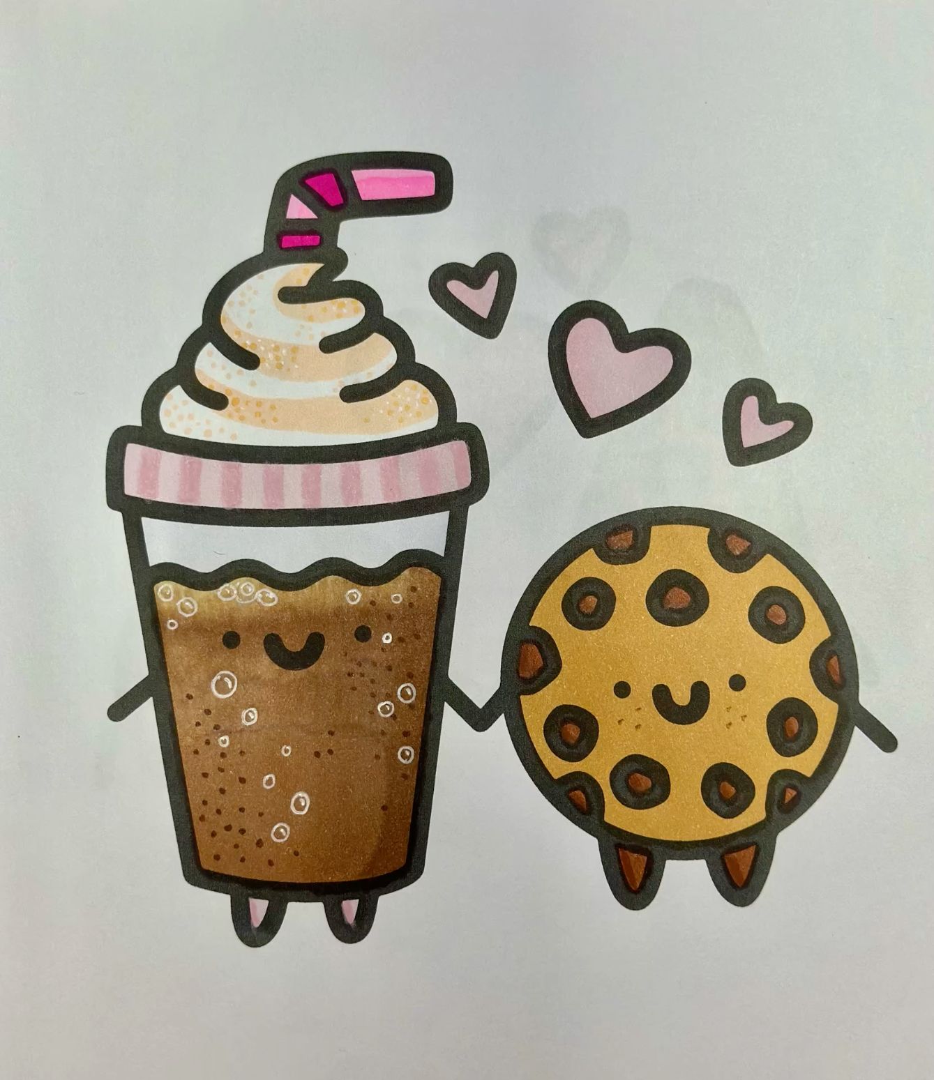 Adorable Drink and Cookie Duo with Hearts
