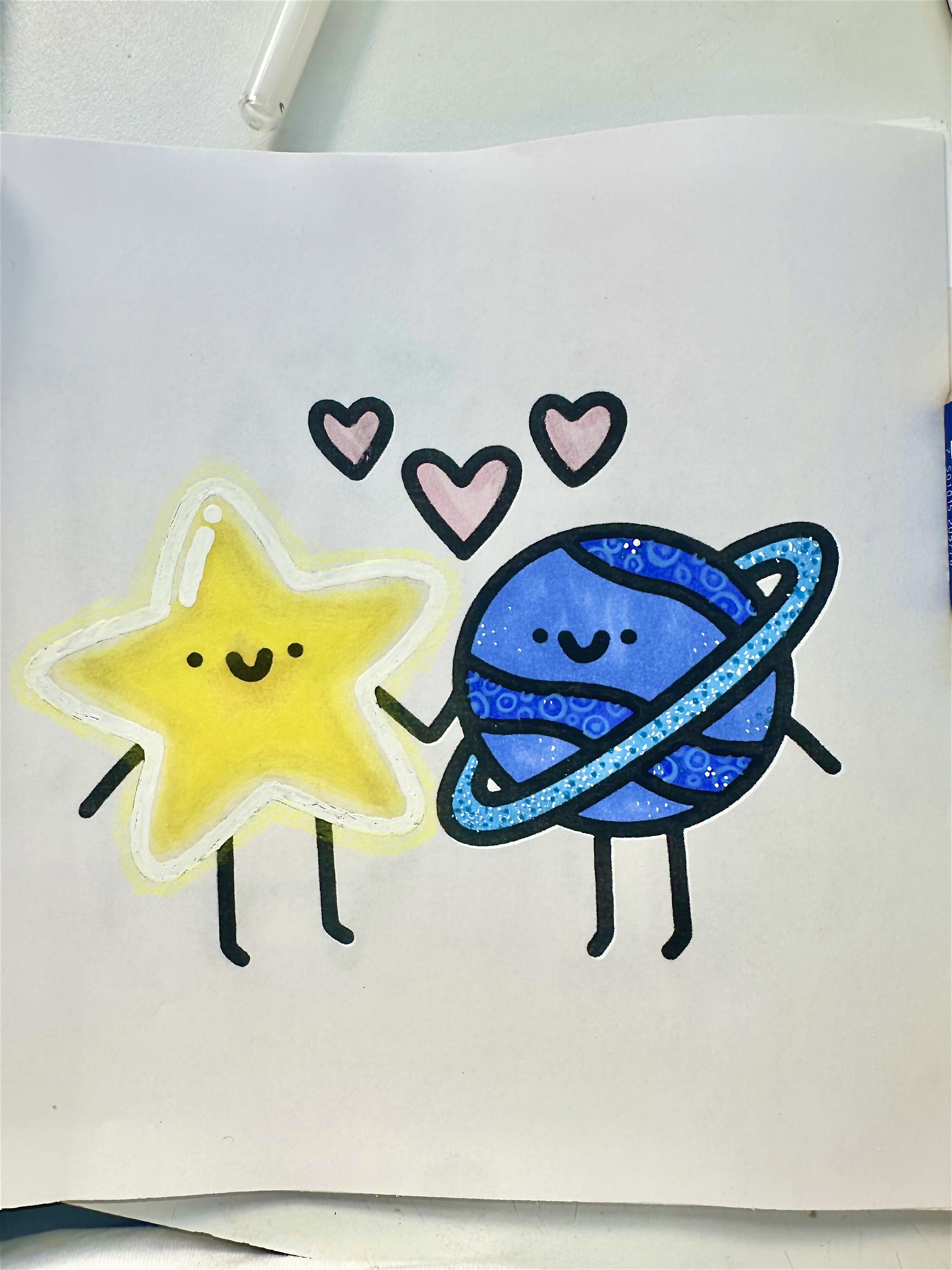 Adorable Star and Planet Friends with Hearts