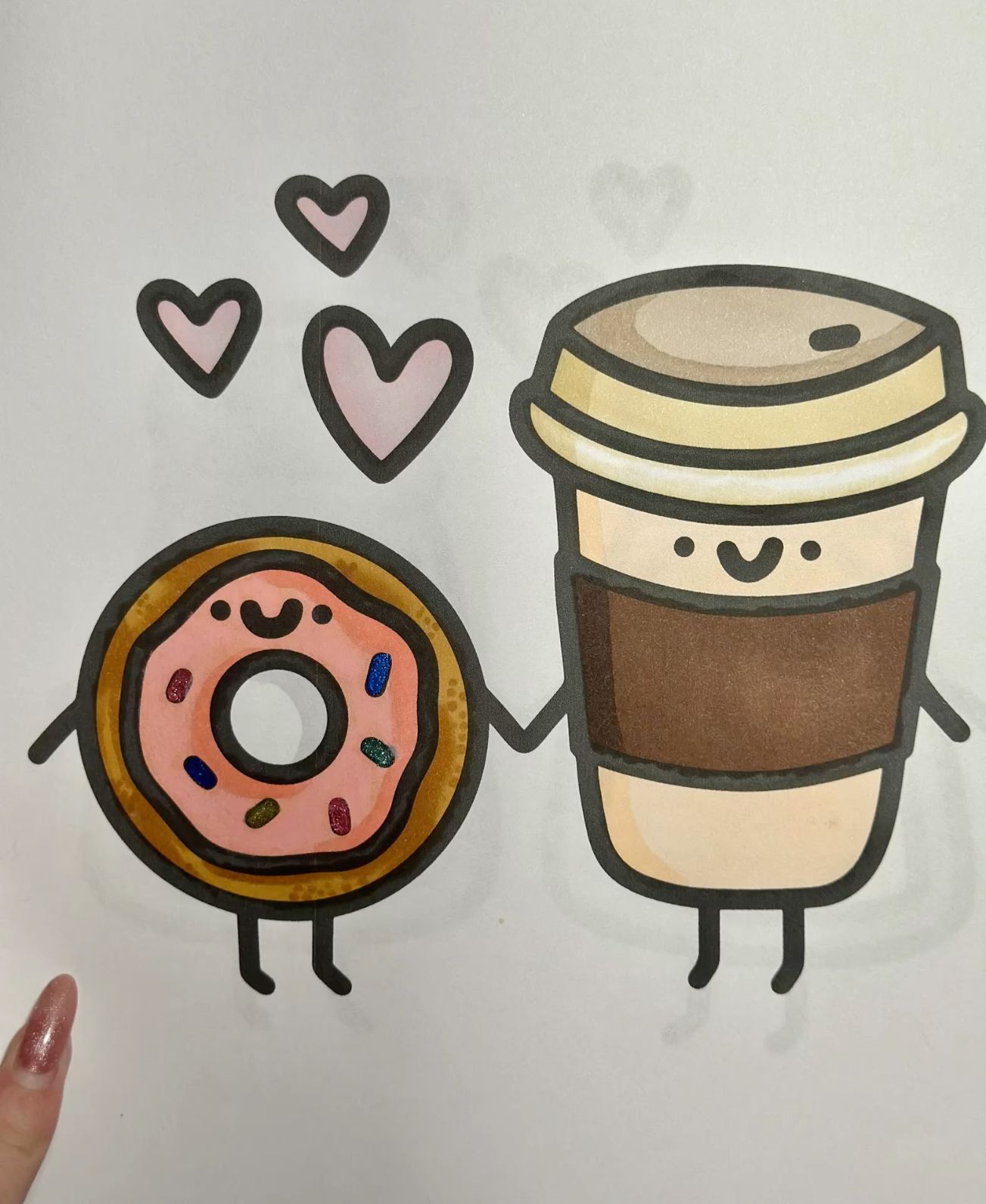 Adorable Coffee Cup and Donut Love