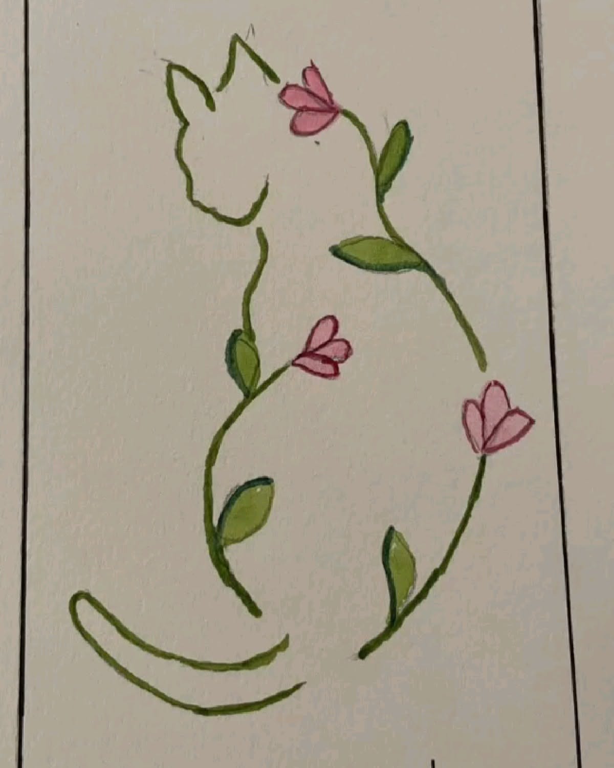 Whimsical Cat Wrapped in Floral Vines