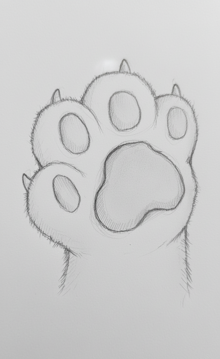 Adorable Animal Paw Print with Fluffy Details