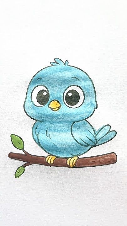 Charming Blue Bird Sitting on a Branch