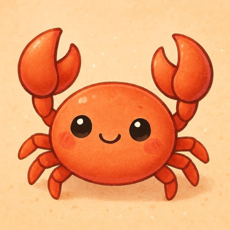 Adorable Smiling Crab with Big Claws