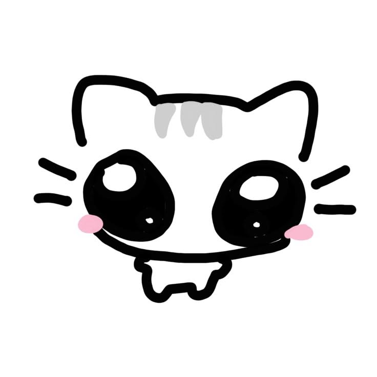 Adorable Kawaii Cat with Big Eyes