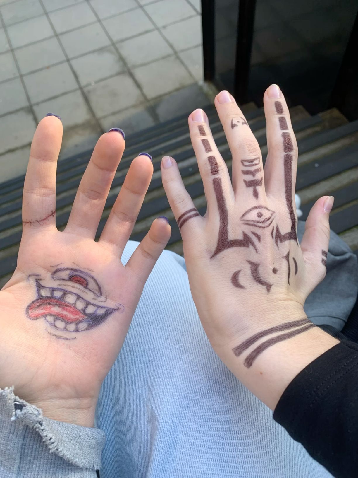 Unique Sketch of Creepy Clown Face and Mystical Symbols