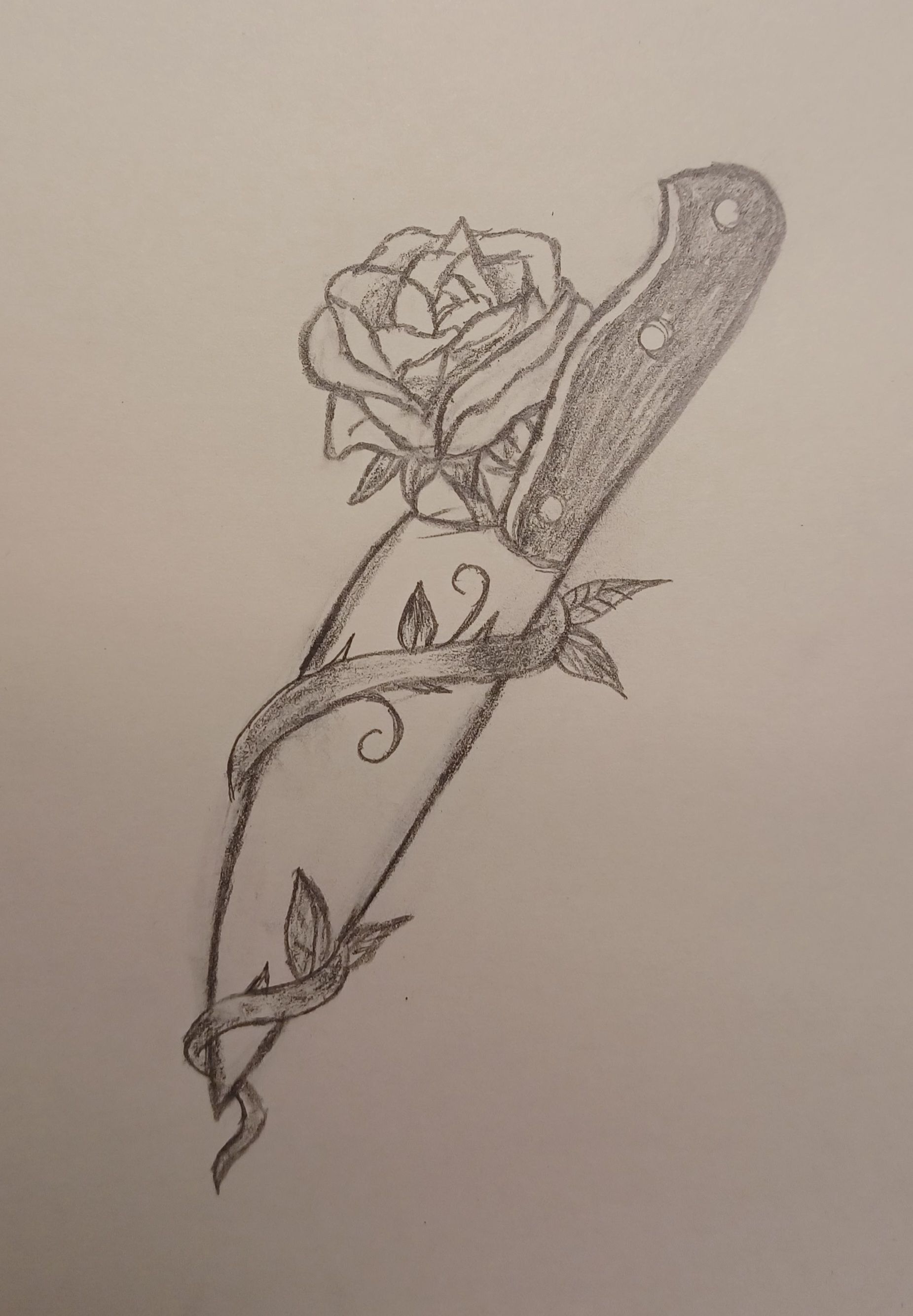 Aesthetic Knife with Rose and Vines
