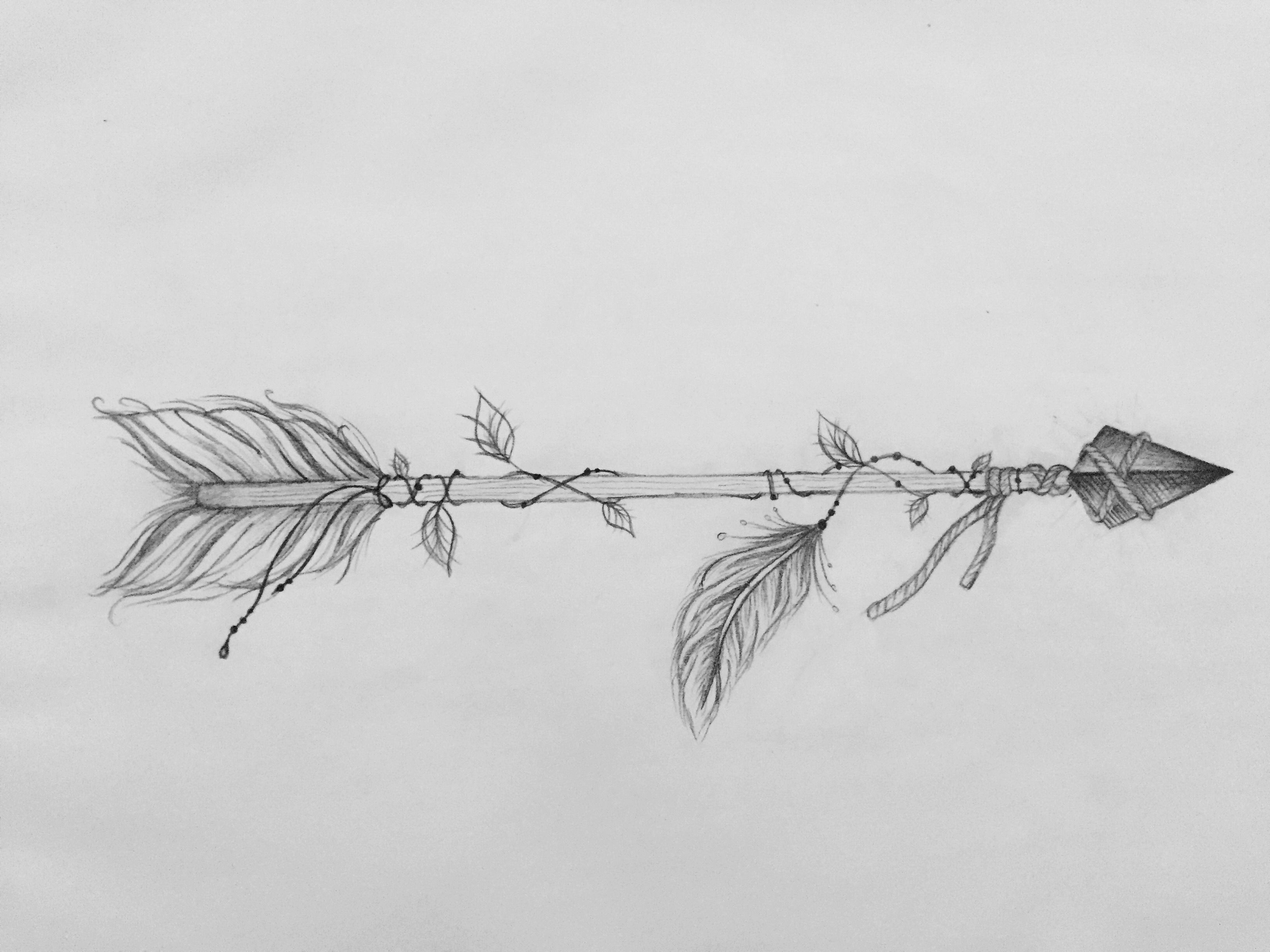 Elegant Arrow with Leaves and Feathers