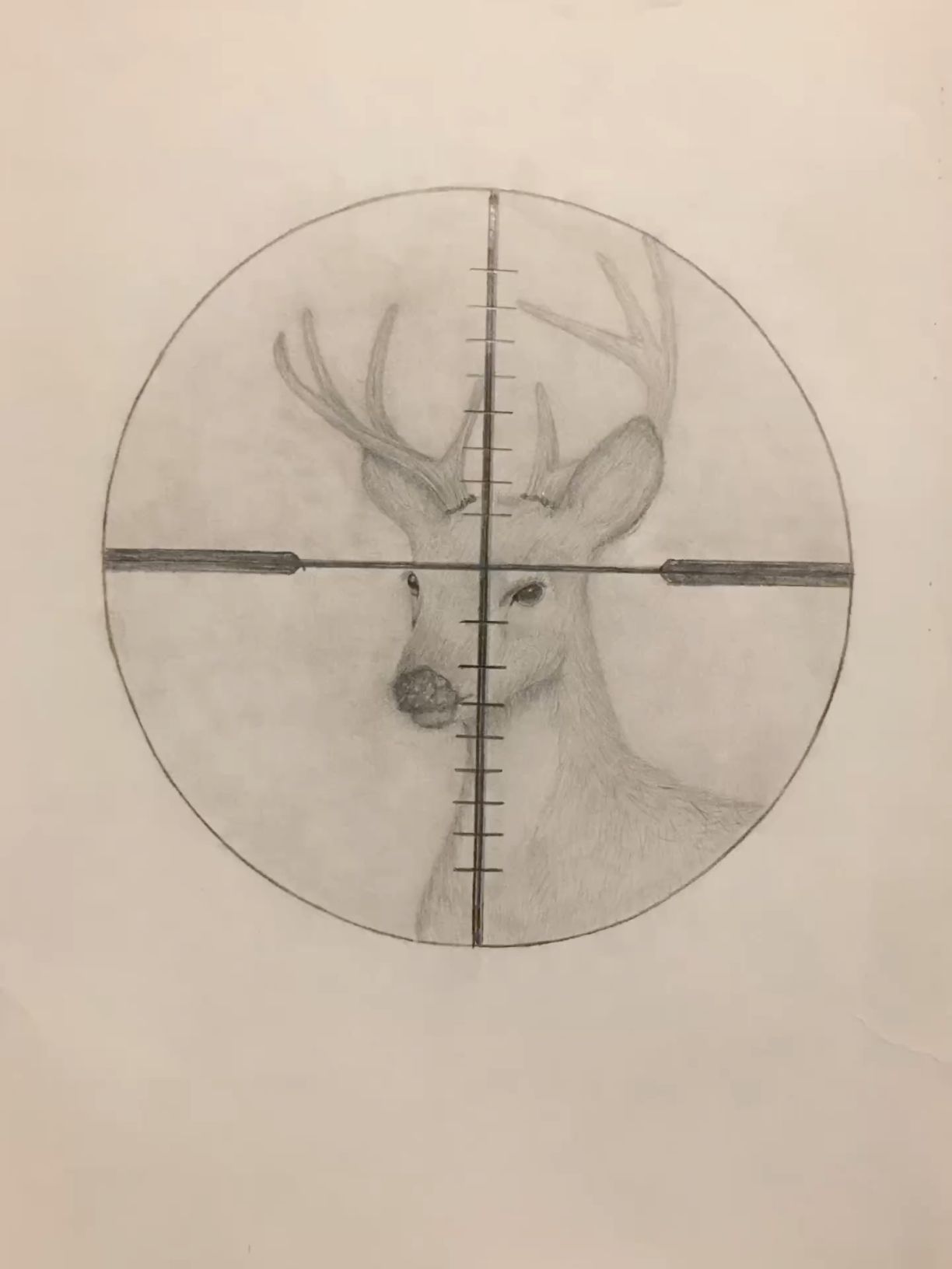 Intriguing Deer in Crosshairs Illustration