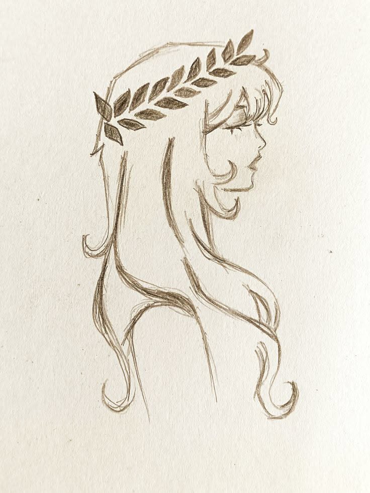 Elegant Profile of a Girl with a Leaf Crown