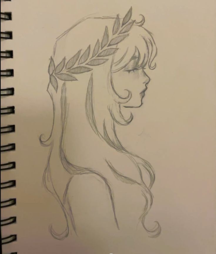 Elegant Profile of a Girl with Floral Crown