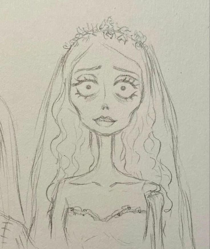 Spooky Bride with Flower Crown Sketch