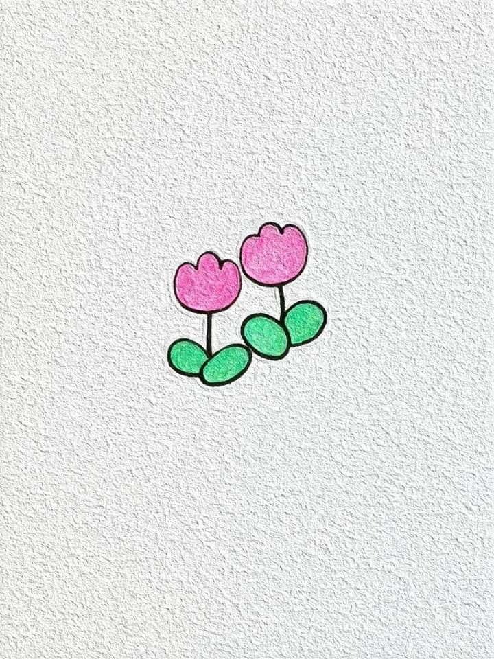 Cute Pink Tulips with Green Leaves