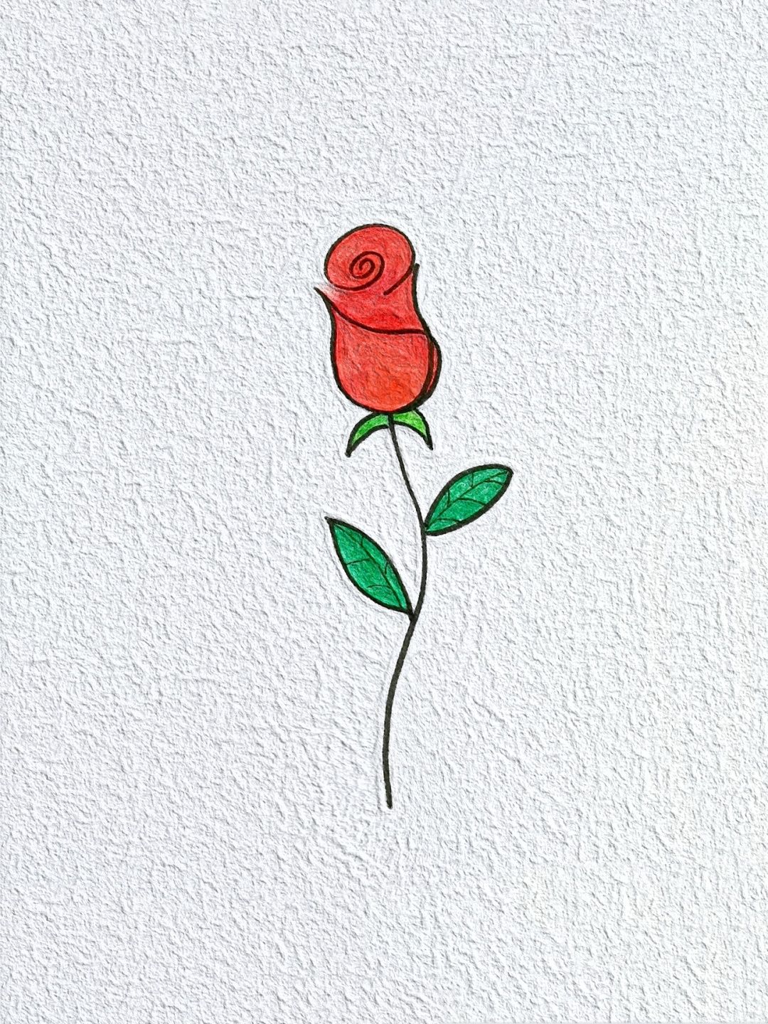 Simple Red Rose with Green Leaves