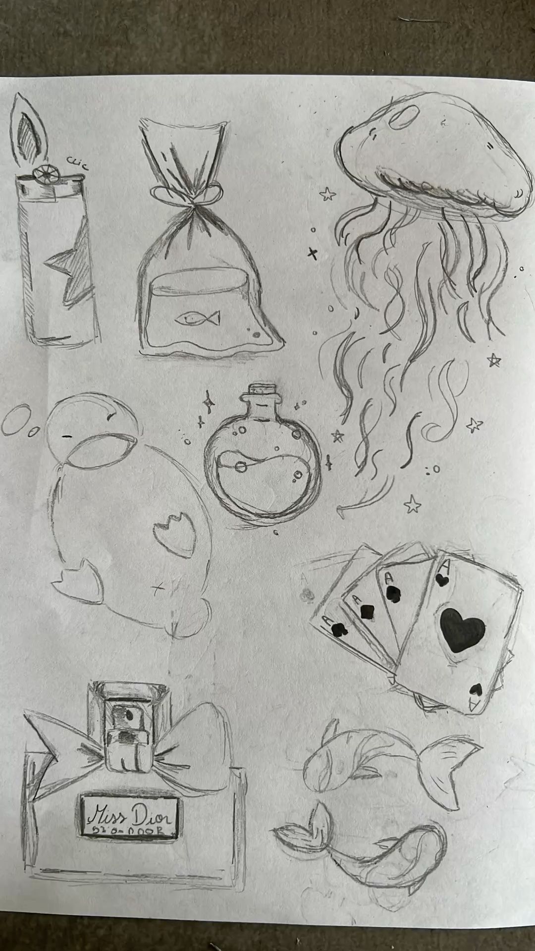 Fun Sketches of Jellyfish, Cards, and Cute Animals