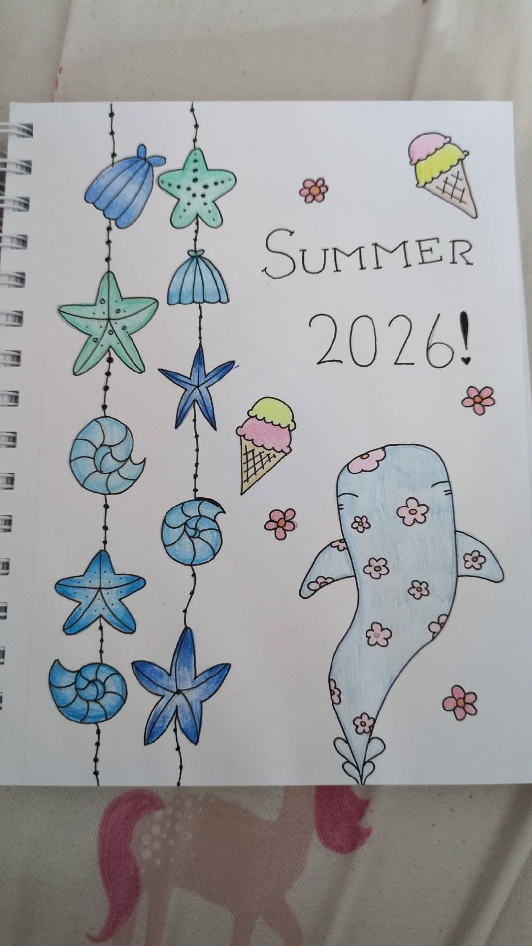 Cute Summer Themed Whale with Ice Cream