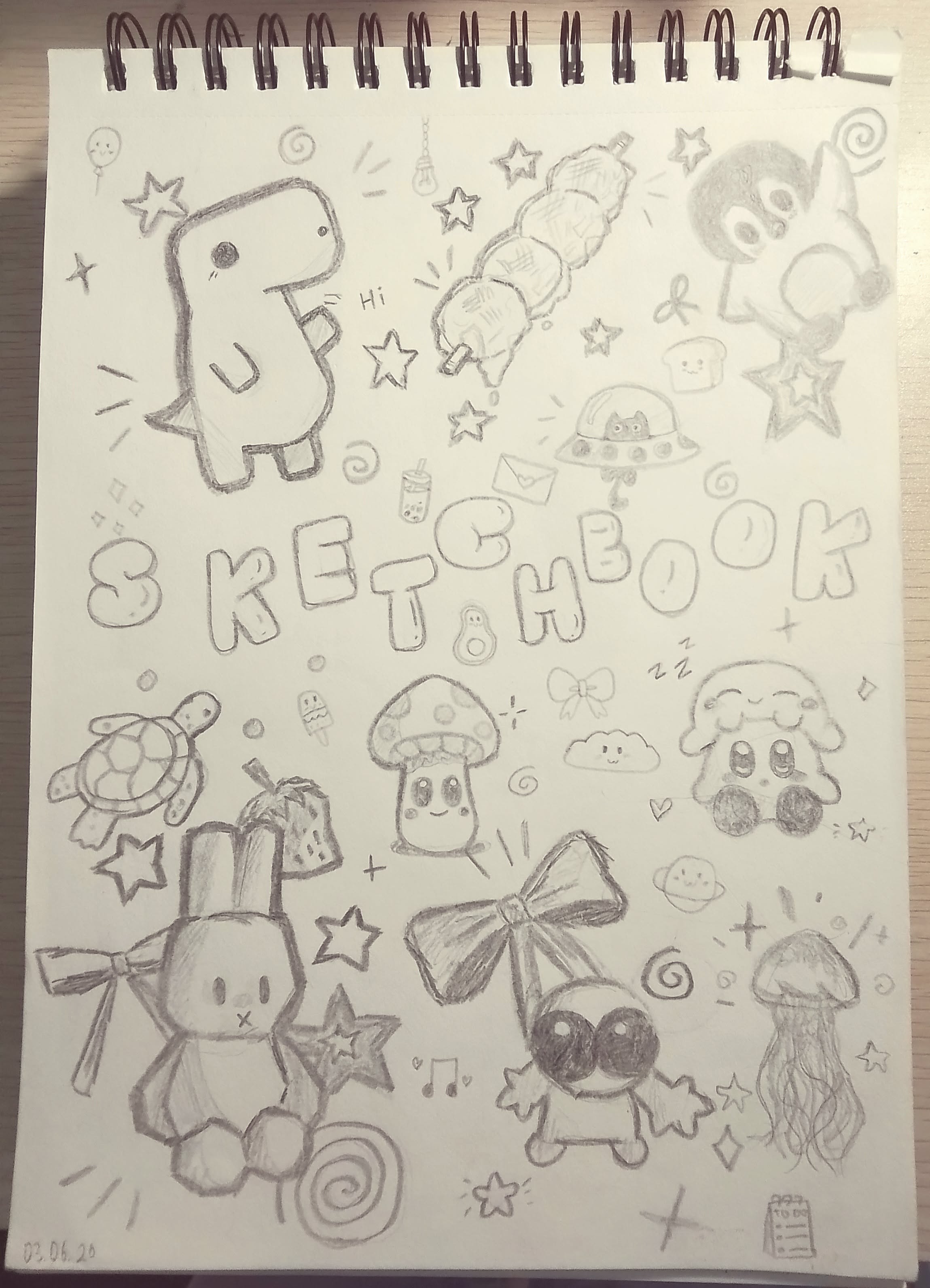 Adorable Sketch of Dinosaurs and Cute Creatures