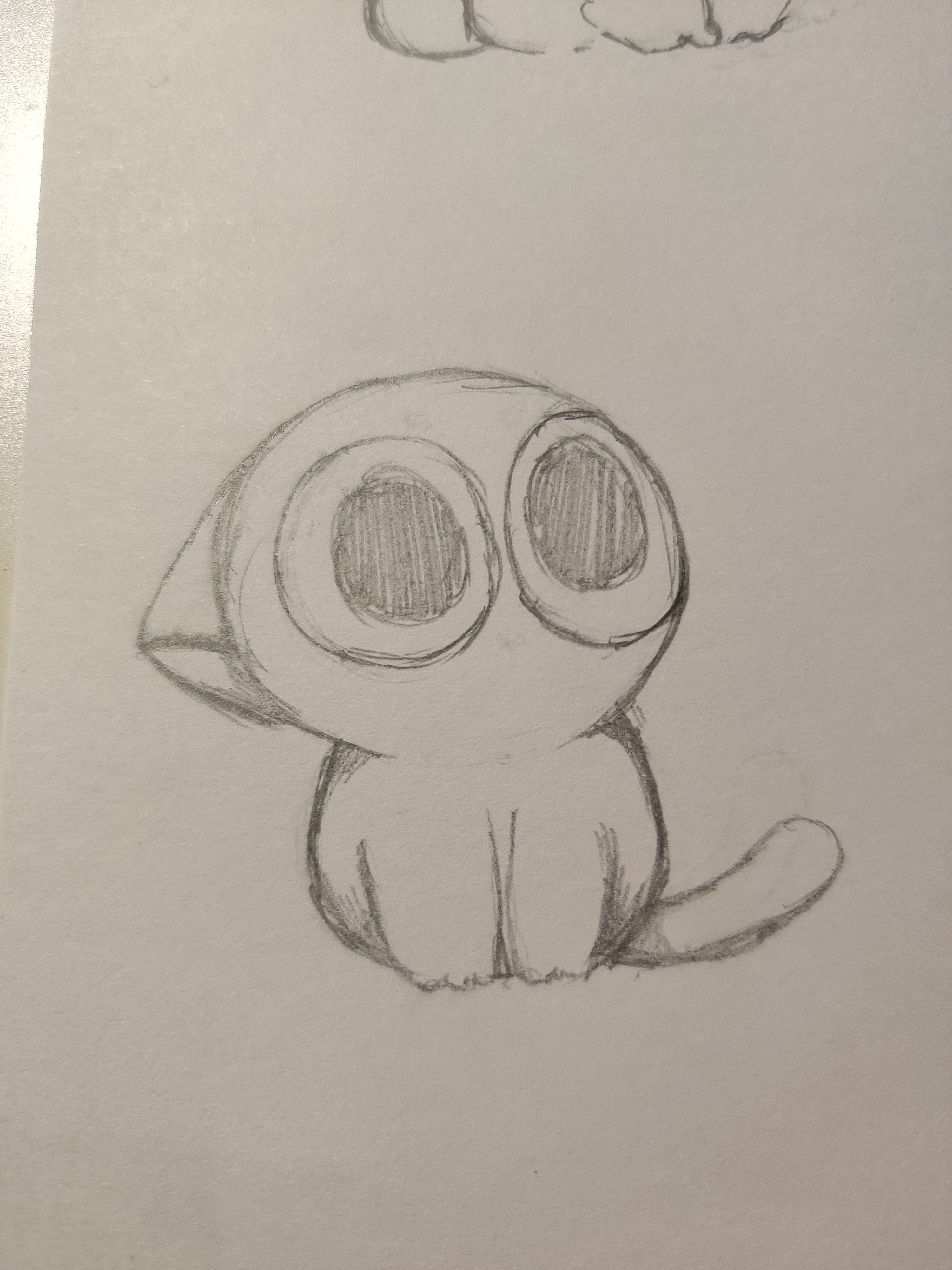 Cute Cat with Big Eyes Sketch