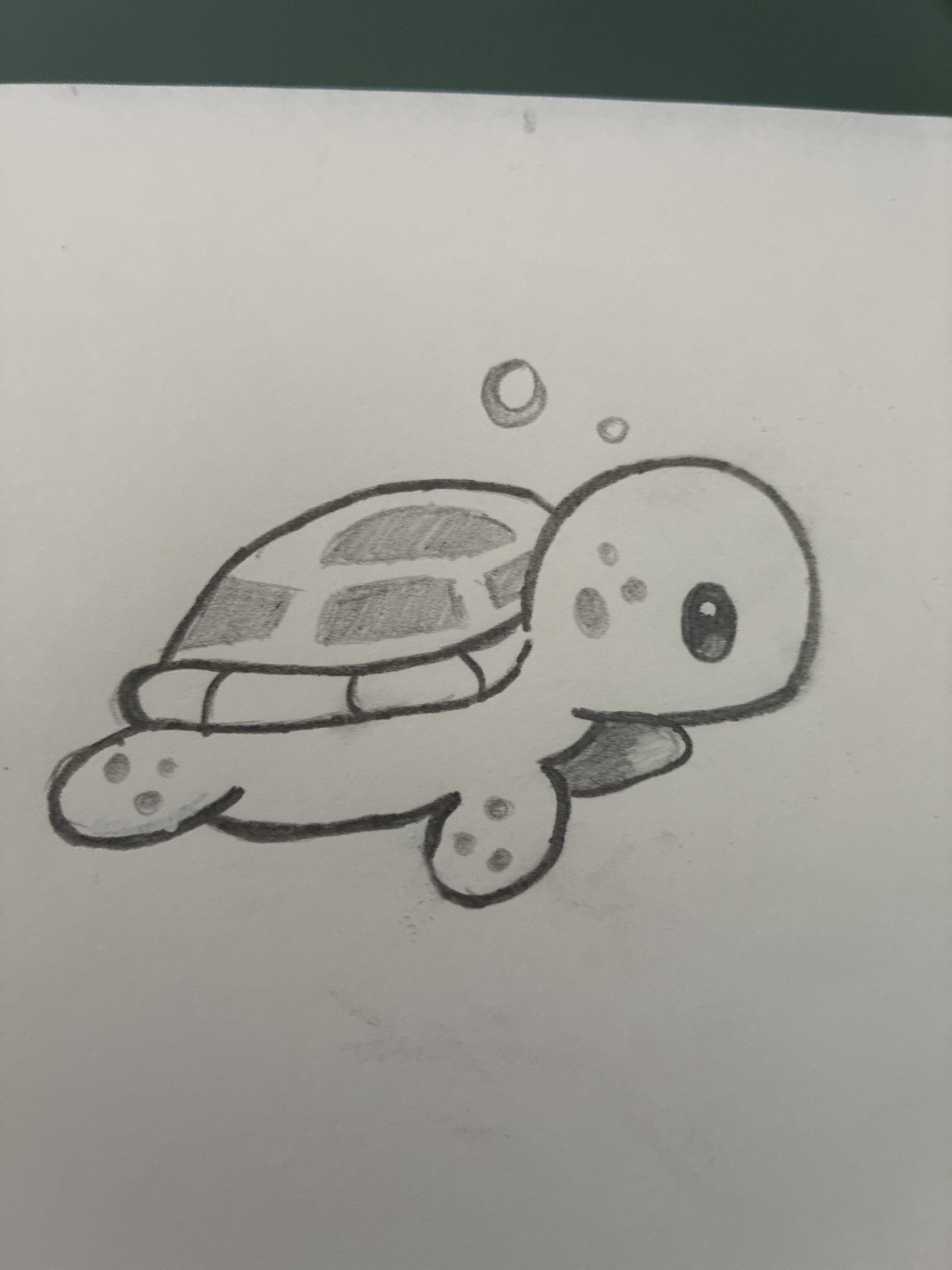 Cute Cartoon Turtle Swimming