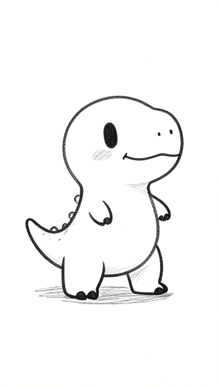 Adorable Cartoon Dinosaur Sketch
